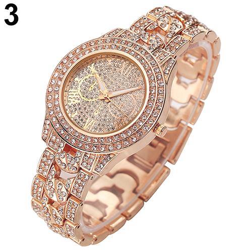 Women's Fashion Luxury Inlaid Shiny Rhinestone Round Dial Quartz Wrist Watch - MRSLM