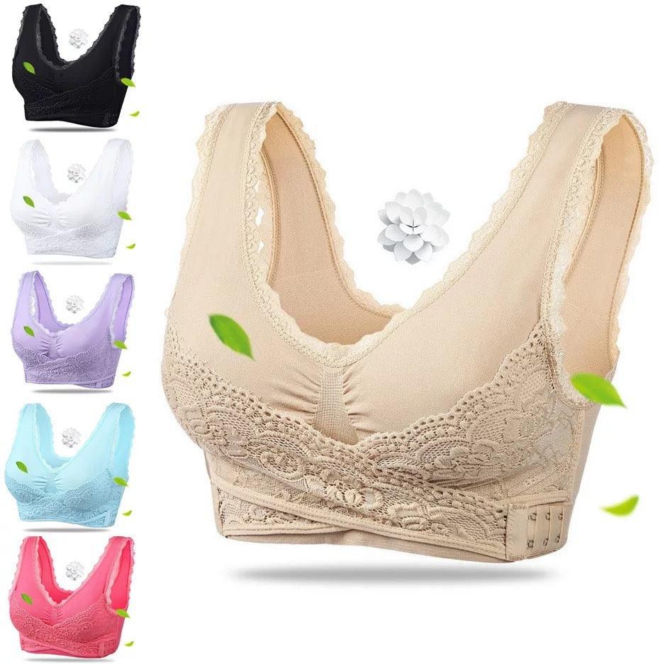 Front Cross Side Buckle Lace Side Non-Wire Sports Fitness Bra - MRSLM