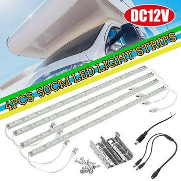 4PCS DC12V 50CM Cool White 5630 LED Rigid Strip Light Bars Camping Caravan Boat Car Waterproof Lamp - MRSLM