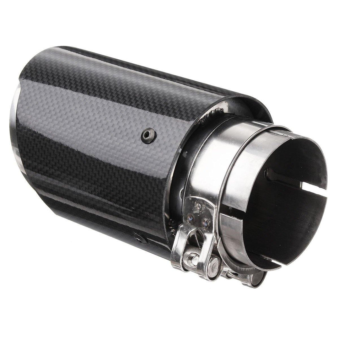 66mm 89mm Carbon Fiber Black Universal Car Exhaust Tips Muffler Pipe Tail End - MRSLM