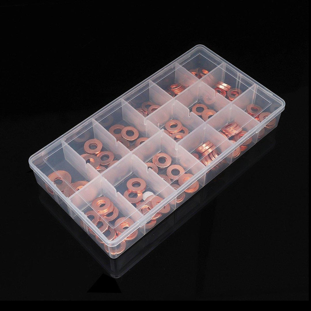 150pcs Copper Diesel Injector Washer Seal Assortment Set Fuel Injector Seal Ring - MRSLM