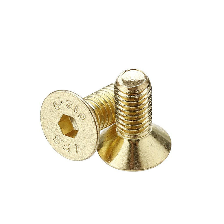 Suleve™ M5AH2 50Pcs Titanium Plated M5 Hex Socket Flat Head Countersunk Screws Alloy Steel 12.9 Grade Screw Bolt M5*12 - MRSLM