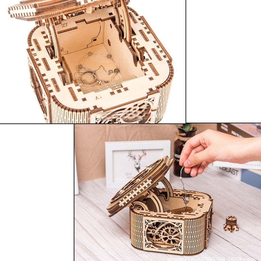 Wooden Mechanical Transmission Jewelry Box DIY Home Office Decor - MRSLM