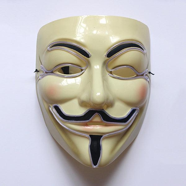 Halloween V-Vendetta Mask LED Luminous Flashing Face Mask Party Masks Light Up Dance Halloween Cosplay - MRSLM