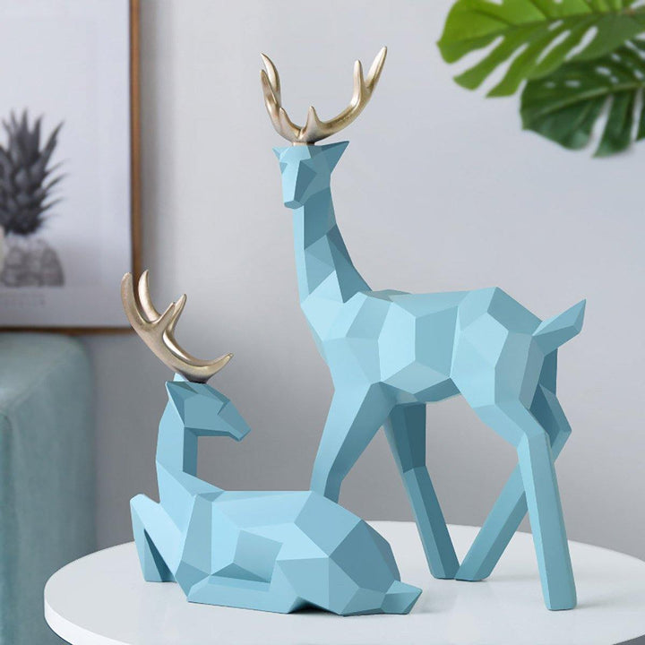 Geometry Deer Reindeer Craft Home Party Decor Xmas Elk Resin Ornaments - MRSLM