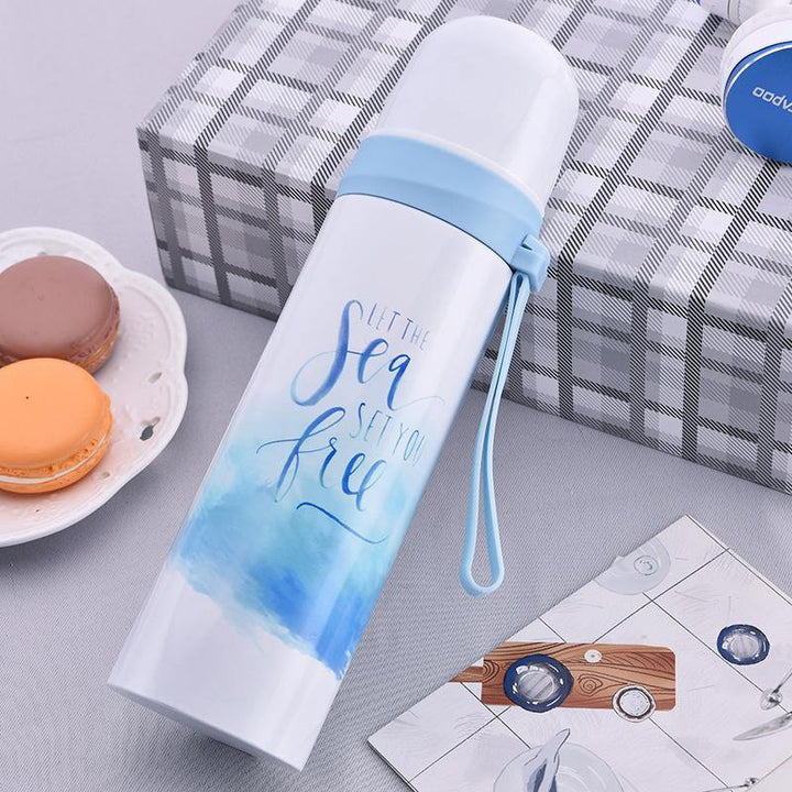 Flamingo Pattern Insulated Water Cup Portable Water Bottle Stainless Steel Material Bottle - MRSLM