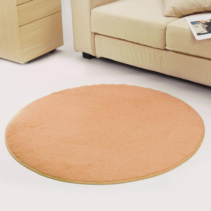 Round Anti Skid Fluffy Shaggy Area Rug Dining Room Home Table Carpet Floor Mat - MRSLM