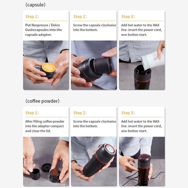 HiBREW ACM009 Multifunctional Portable Coffee Machine Coffee Powder Nespresso and Dolce Gusto Capsule - MRSLM