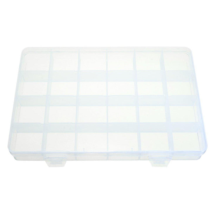 24 Grids Clear Plastic Adjustable Jewelry Storage Container DIY Crafts Organizer Dividers Box - MRSLM