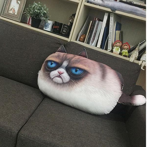 3D Creative PP Cotton Cute Cat Plush Pillow Backrest Printing Cushion Birthday Gift Trick Toys - MRSLM