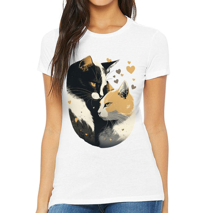 Cat Love Slim Fit T-Shirt - Couple Style Women's T-Shirt - Printed Slim Fit Tee - MRSLM