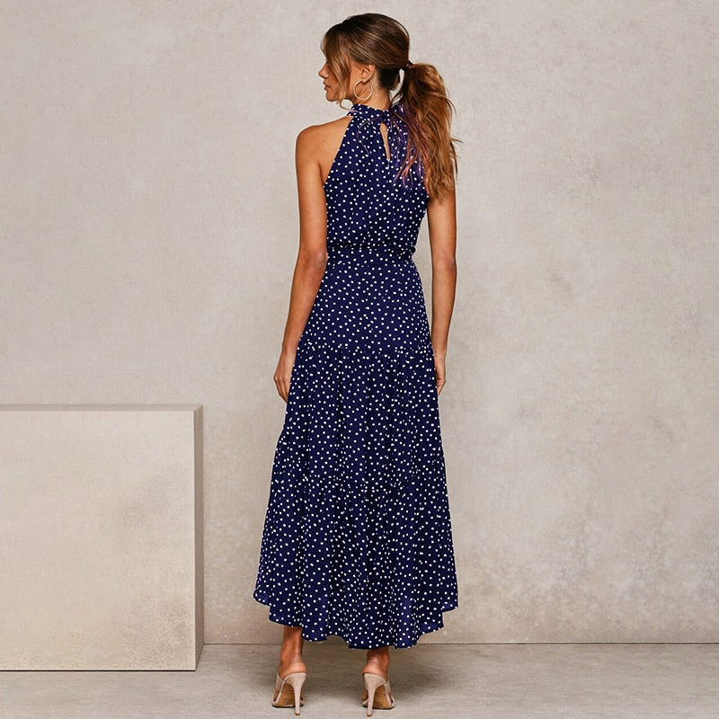 Women's Polka Dot Halter Dress