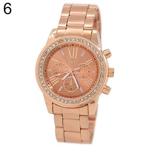 Women's Men's Geneva Roman Number Bling Crystal Analog Quartz Alloy Wrist Watch - MRSLM