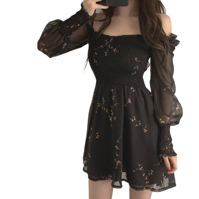 Women's Floral Printed Puff Sleeve Dress