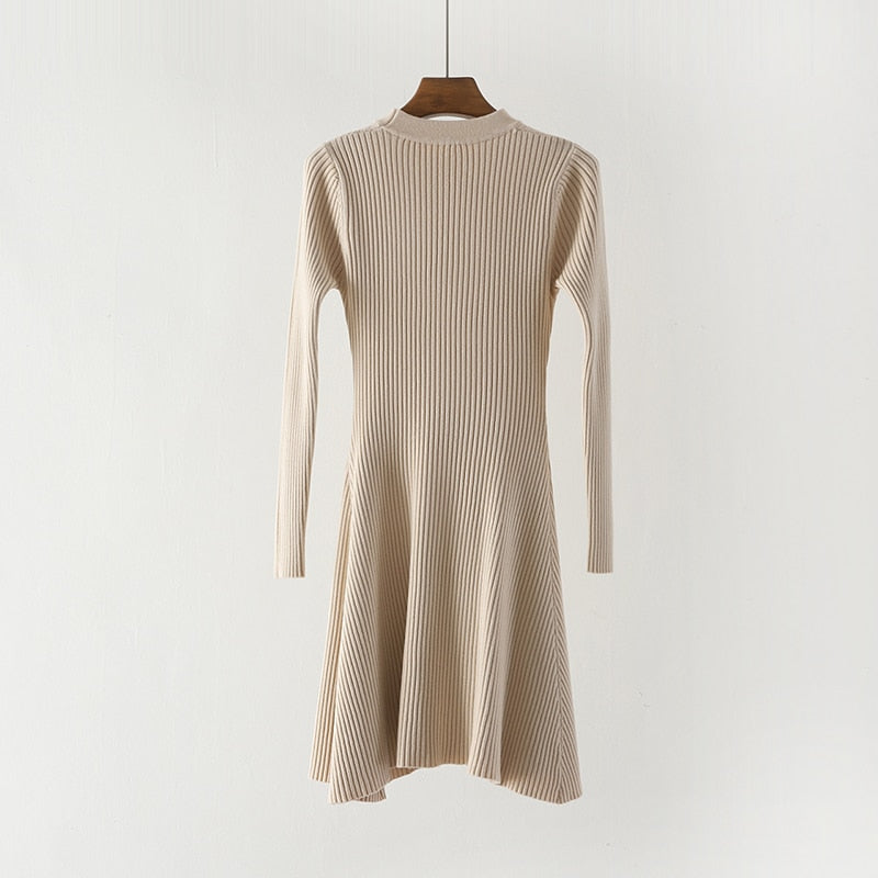 O-Neck Multicolored Sweater Dress for Women