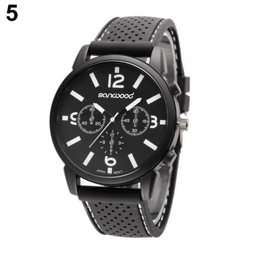 Men Numeral Dial Silicone Band Wristwatch Quartz Analog Casual Sport Wrist Watch - MRSLM