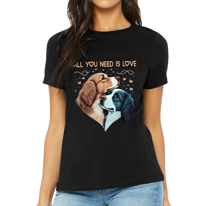 Dog Love Women's T-Shirt - Cute Couple T-Shirt - Art Relaxed Tee - MRSLM