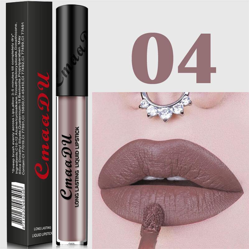 Cmaadu Metal Matte Lip Gloss Makeup Lipstick Sexy Sequin Waterproof Long Lasting Blue Cosmetic - MRSLM