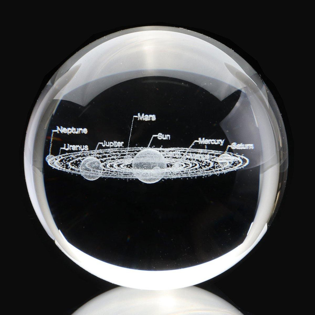 60mm Solar System Metal Square Base Crystal Engraving Ball Decorations - MRSLM