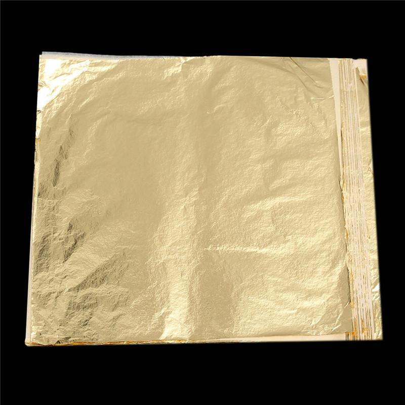 100Pcs Imitation Gold Foil Sheets Copper Leaf Sheets Transfer Leaf Sheets Gold Leaf Booklet 16cm×16c - MRSLM