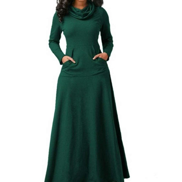 Women's Warm Maxi Dress with Pockets