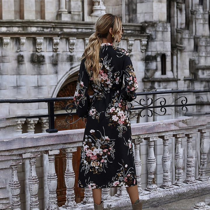 Women's Puff Sleeved Floral Printed Dress