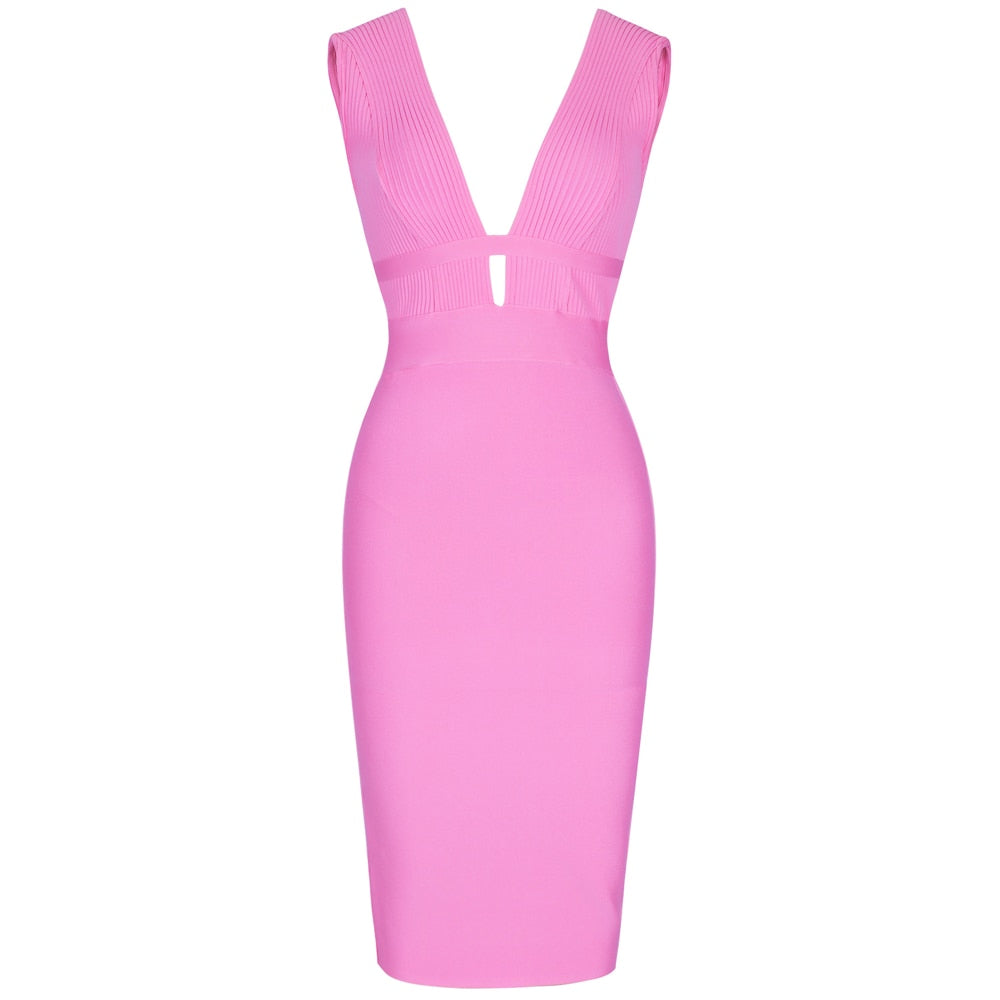 V-Neck Bodycon Women's Dress