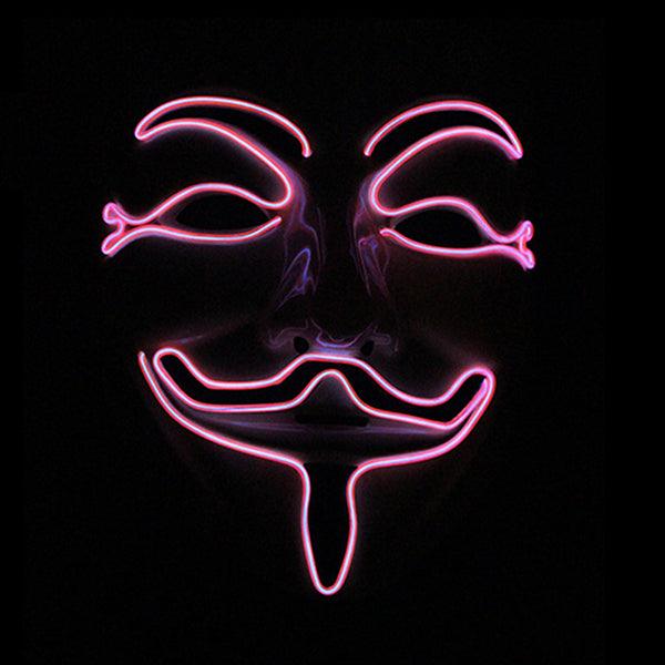 Halloween V-Vendetta Mask LED Luminous Flashing Face Mask Party Masks Light Up Dance Halloween Cosplay - MRSLM