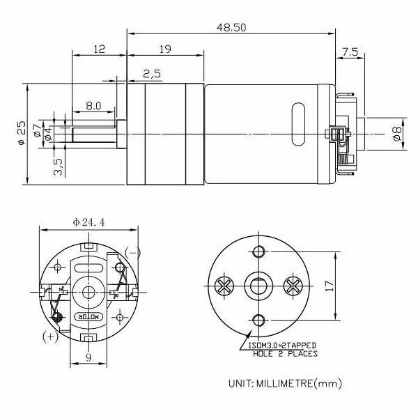 GM25-370 Motor DC 6.0/12.0V Black Brushed Motor 4mm Shaft Diameter Motor - MRSLM