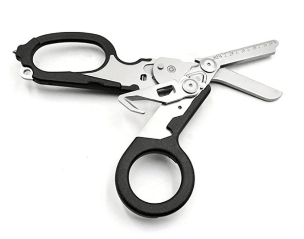 6 in 1 Multifunction Emergency Response Shears with Strap Cutter and Glass Black with MOLLE Compatible Holster - MRSLM