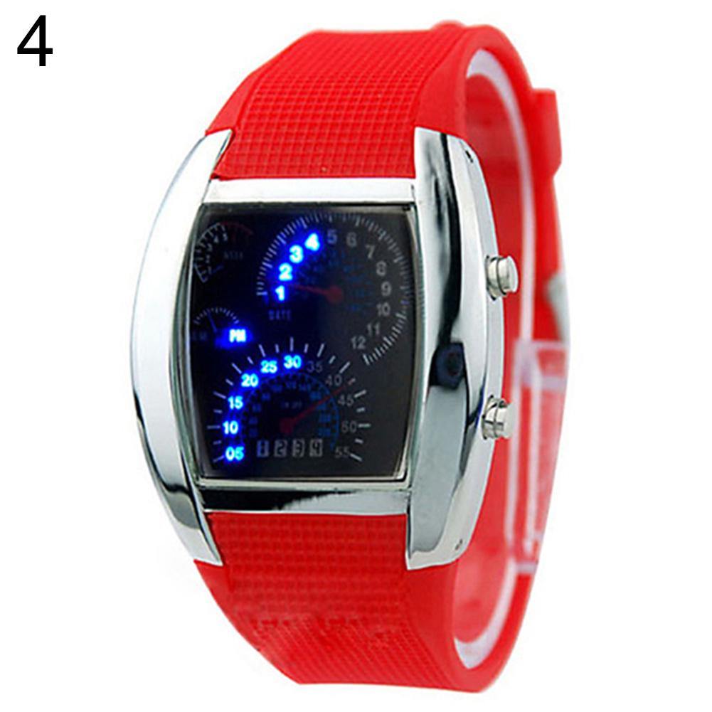 Cool Rubber Band RPM Speedometer Car Turbo Style Digital LED Wrist Watch Gift - MRSLM