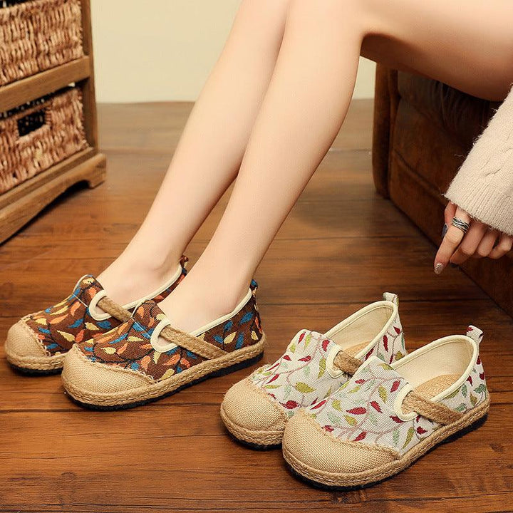 Ladies' New Cotton And Linen Floral Craft Shoes - MRSLM