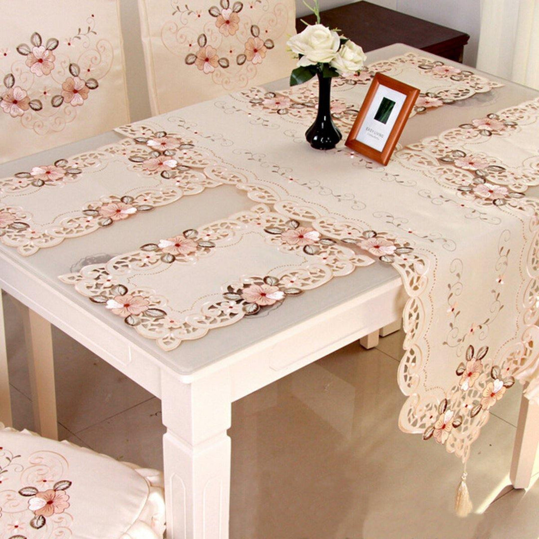 Four Sizes Classical Embroidery Flower Table Runnr Desk Mat Wedding Party Home Decor - MRSLM