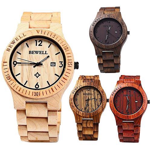 Men Luxury Natural Maple Wooden Handmade Quartz Movement Casual Wrist Watch - MRSLM