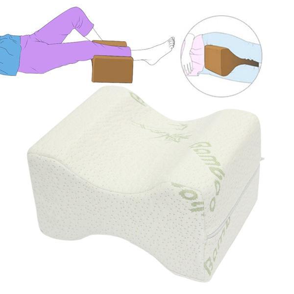 Soft Memory Foam Leg Knee Pillow White Bamboo Fiber Cover Back Aches Night Bed Pillow - MRSLM