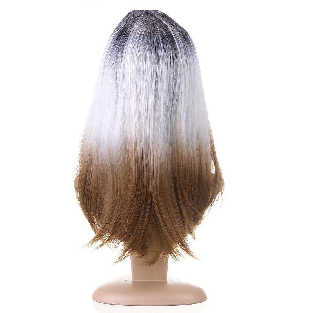 hair 26" 270g Long Synthetic Hair Wig Adjustable Ombre Grey Body Wavy Hair Wigs For Women Cosplay Heat Resistant 1PC - MRSLM