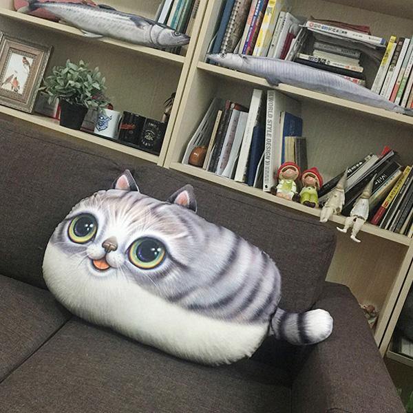 3D Creative PP Cotton Cute Cat Plush Pillow Backrest Printing Cushion Birthday Gift Trick Toys - MRSLM