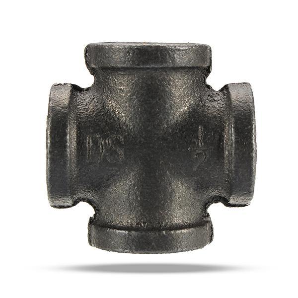 1/2" 3/4" 1" 5 Way Pipe Fitting Malleable Iron Black Outlet Cross Female Tube Connector - MRSLM