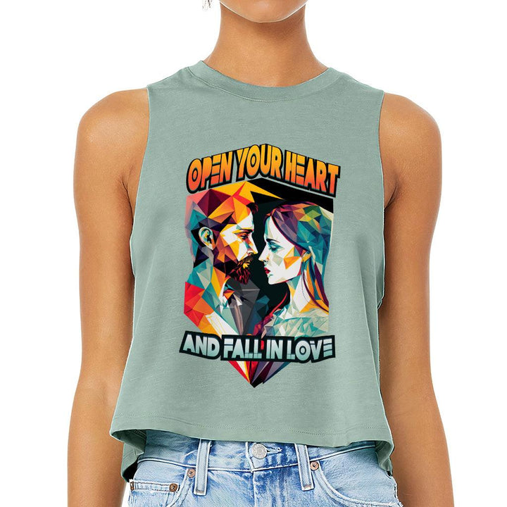 Fall in Love Racerback Cropped Tank - Unique Women's Tank - Geometric Tank Top - MRSLM