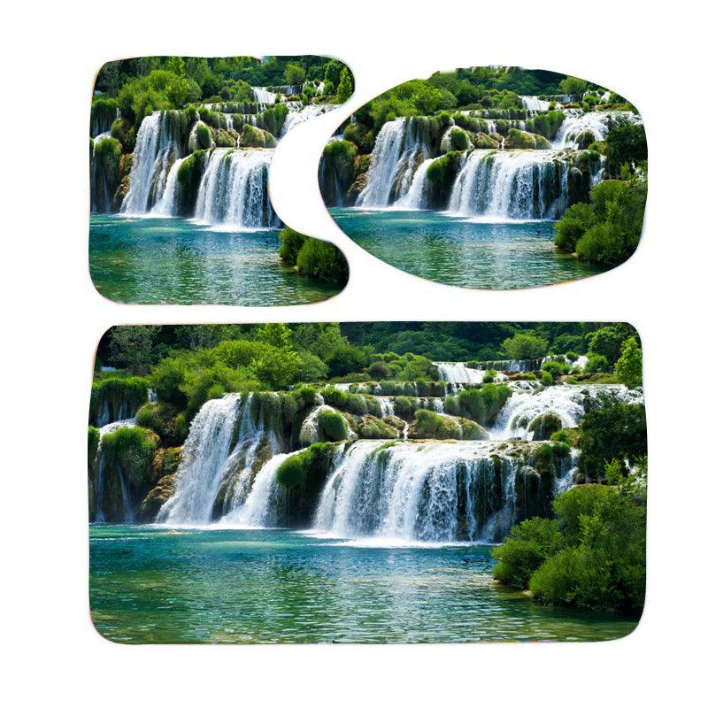 180 x180cm Shower Curtain Anti-Slip Carpets Waterfall Style Bathroom Bath Mat - MRSLM