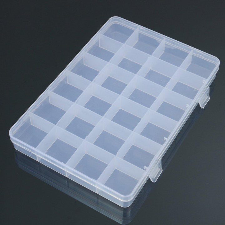 24 Grids Clear Plastic Adjustable Jewelry Storage Container DIY Crafts Organizer Dividers Box - MRSLM