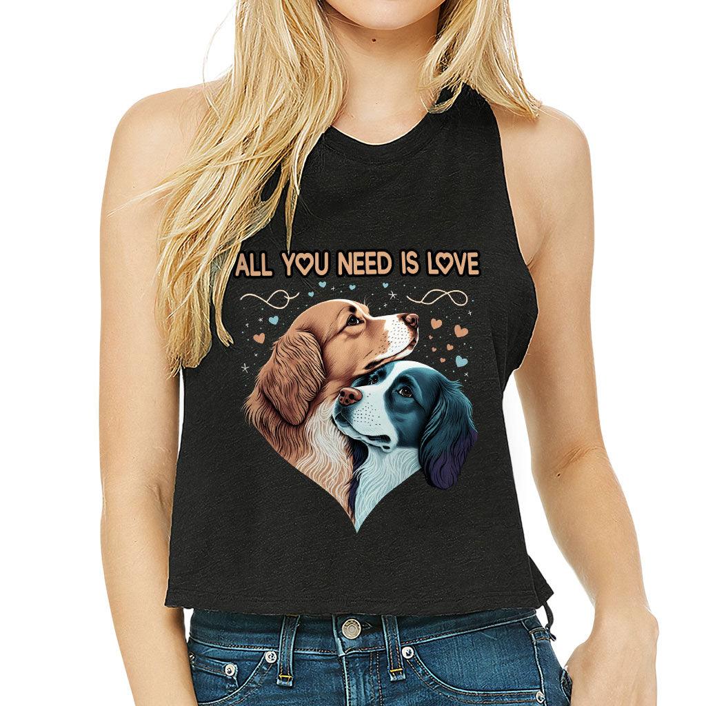 Dog Love Racerback Cropped Tank - Cute Couple Women's Tank - Art Tank Top - MRSLM