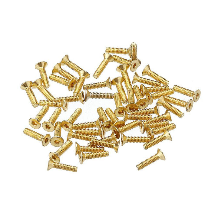 Suleve™ M2AH1 50Pcs Titanium Plated M2 Hex Socket Flat Head Countersunk Screws Alloy Steel 12.9 Grade Screw Bolt M2*8 - MRSLM