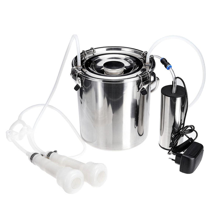 5L Electric Milking Machine Stainless Steel Cow Goat Sheep Bucket Suction Milker Vacuum Pump Household - MRSLM