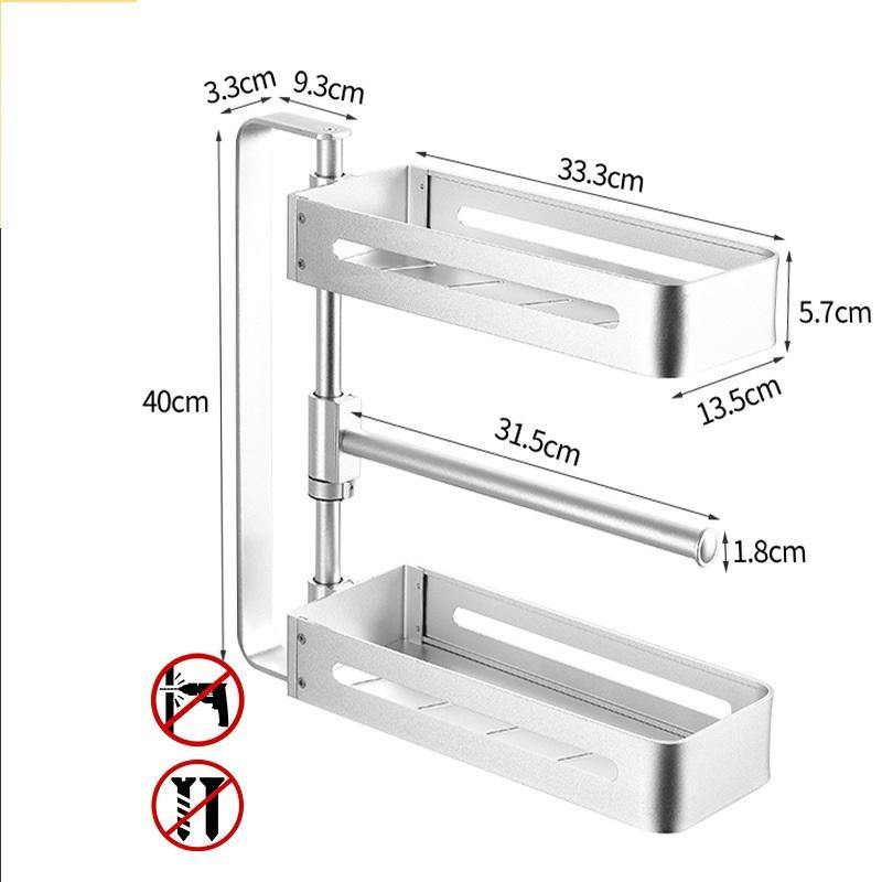 Kitchen Shelf Corner Rotation Seasoning Rack Aluminum Alloy Bathroom Multi-layer Shelf without Hole Wall Hanging Rotary Storage - MRSLM