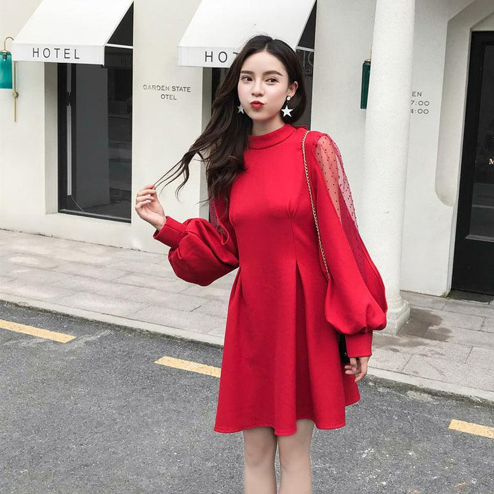 Spliced lantern sleeve dress - MRSLM