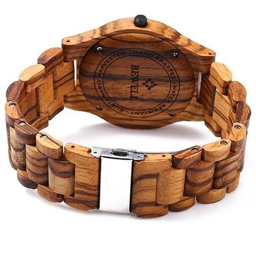 Men Luxury Natural Maple Wooden Handmade Quartz Movement Casual Wrist Watch - MRSLM