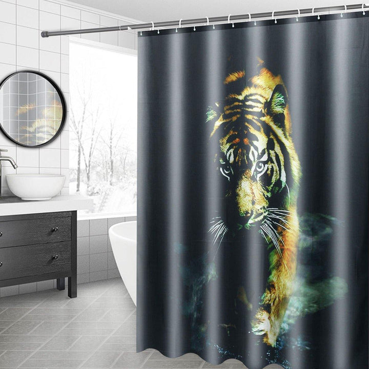 72"X 72" Wildlife Animal Nature Decor Tiger Bathroom Decor Shower Curtain with Plastic Shower Hooks - MRSLM