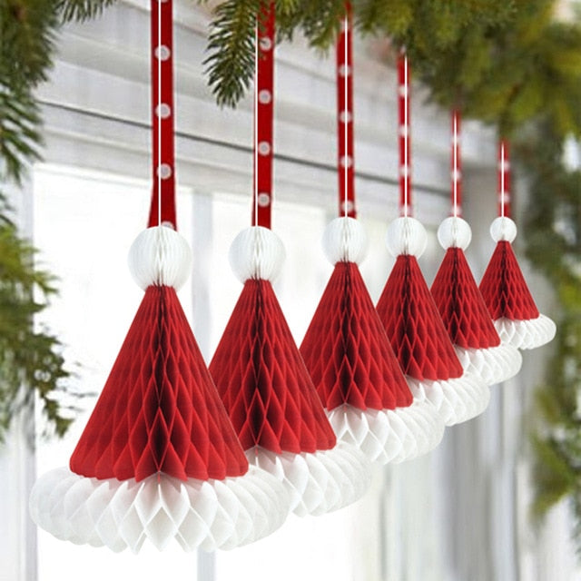 Folding Paper Christmas Hat Decorations Set