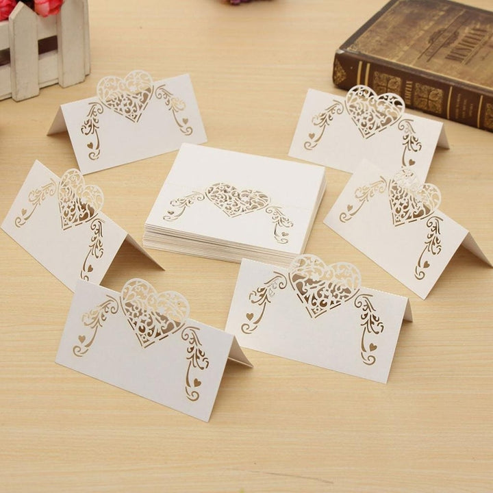 Lace Heart Place Cards 50 Pcs Set